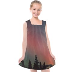 Aurora Borealis Alaska Sky Kids  Cross Back Dress by Perong