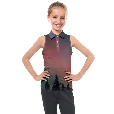 Aurora Borealis Alaska Sky Kids  Sleeveless Polo T-shirt by Perong