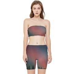 Aurora Borealis Alaska Sky Stretch Shorts And Tube Top Set by Perong