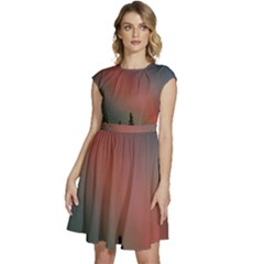 Aurora Borealis Alaska Sky Cap Sleeve High Waist Dress by Perong