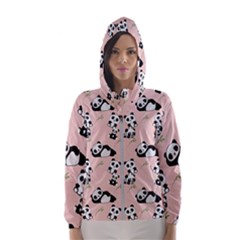 Cute Panda Animal Pattern Women s Hooded Windbreaker