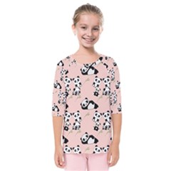 Cute Panda Animal Pattern Kids  Quarter Sleeve Raglan T-shirt