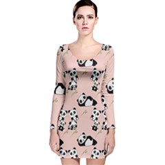 Cute Panda Animal Pattern Long Sleeve Velvet Bodycon Dress