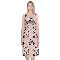 Cute Panda Animal Pattern Midi Sleeveless Dress by Perong