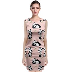 Cute Panda Animal Pattern Sleeveless Velvet Midi Dress