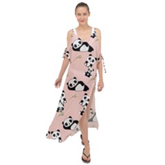 Cute Panda Animal Pattern Maxi Chiffon Cover Up Dress by Perong