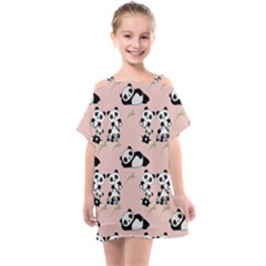 Cute Panda Animal Pattern Kids  One Piece Chiffon Dress by Perong