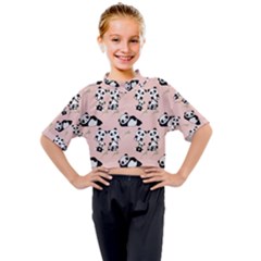 Cute Panda Animal Pattern Kids Mock Neck T-shirt