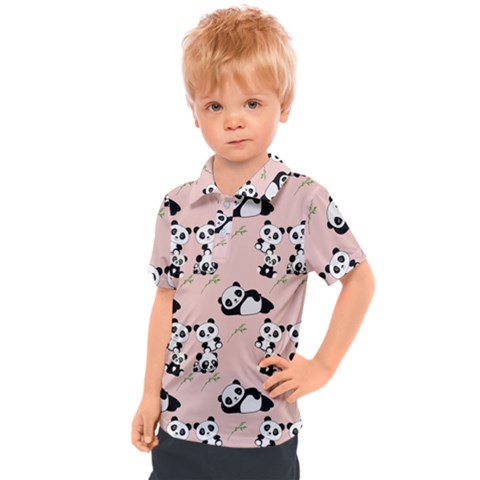 Cute Panda Animal Pattern Kids  Polo T-shirt by Perong