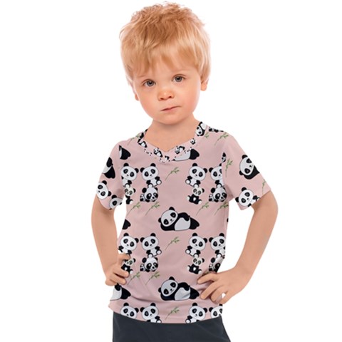 Cute Panda Animal Pattern Kids  Sports T-shirt by Perong