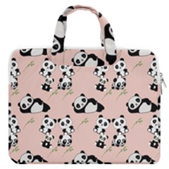 Cute Panda Animal Pattern Macbook Pro 15  Double Pocket Laptop Bag  by Perong