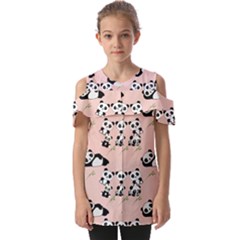 Cute Panda Animal Pattern Fold Over Open Sleeve Top by Perong