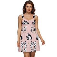 Cute Panda Animal Pattern Ruffle Strap Babydoll Chiffon Dress by Perong