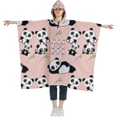 Cute Panda Animal Pattern Women s Hooded Rain Ponchos by Perong