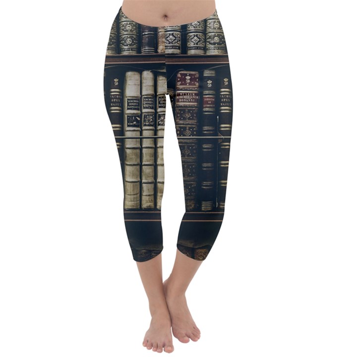 Antique Vintage Old Book Capri Winter Leggings 