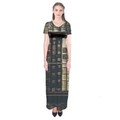 Antique Vintage Old Book Short Sleeve Maxi Dress