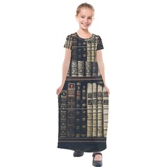 Antique Vintage Old Book Kids  Short Sleeve Maxi Dress by Perong