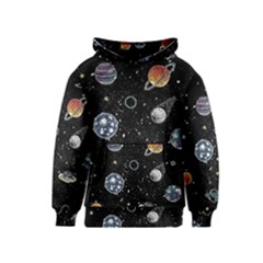 Glittering Planets Space Galaxy Glitter Black Kids  Pullover Hoodie