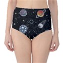 Glittering Planets Space Galaxy Glitter Black Classic High-Waist Bikini Bottoms View1