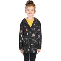 Glittering Planets Space Galaxy Glitter Black Kids  Double Breasted Button Coat by Perong