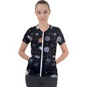 Glittering Planets Space Galaxy Glitter Black Short Sleeve Zip Up Jacket View1