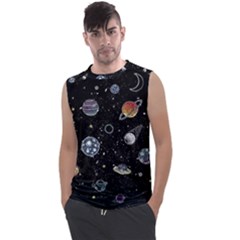 Glittering Planets Space Galaxy Glitter Black Men s Regular Tank Top by Perong