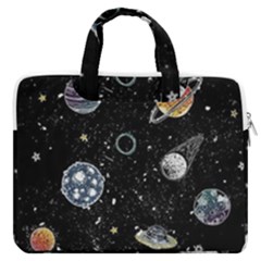 Glittering Planets Space Galaxy Glitter Black Macbook Pro 15  Double Pocket Laptop Bag  by Perong