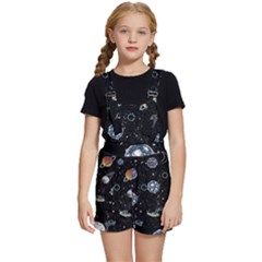 Glittering Planets Space Galaxy Glitter Black Kids  Short Overalls by Perong