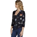 Glittering Planets Space Galaxy Glitter Black Women s Casual 3/4 Sleeve Spring Jacket View2