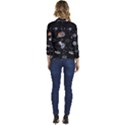 Glittering Planets Space Galaxy Glitter Black Women s Casual 3/4 Sleeve Spring Jacket View4