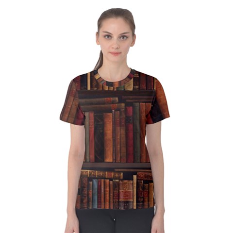 Old Books Vintage Office Antique Library Women s Cotton T-shirt by Perong