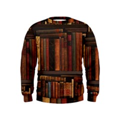 Old Books Vintage Office Antique Library Kids  Sweatshirt by Perong