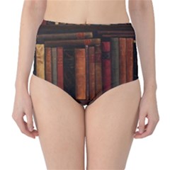 Old Books Vintage Office Antique Library Classic High-waist Bikini Bottoms by Perong