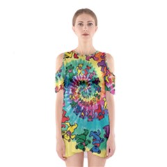 Tie Dye Grateful Dead Bears Shoulder Cutout One Piece Dress