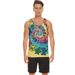 Tie Dye Grateful Dead Bears Men s Wide Collar Tank Top