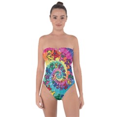 Tie Dye Grateful Dead Bears Tie Back One Piece Swimsuit by Perong