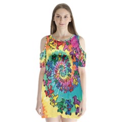 Tie Dye Grateful Dead Bears Shoulder Cutout Velvet One Piece