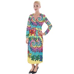 Tie Dye Grateful Dead Bears Velvet Maxi Wrap Dress by Perong