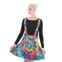 Tie Dye Grateful Dead Bears Suspender Skater Skirt by Perong