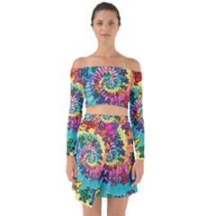 Tie Dye Grateful Dead Bears Off Shoulder Top With Skirt Set by Perong