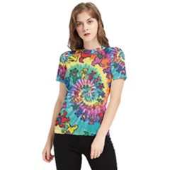 Tie Dye Grateful Dead Bears Women s Short Sleeve Rash Guard by Perong