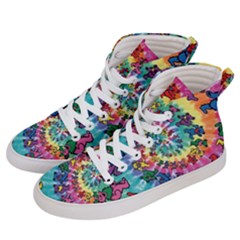 Tie Dye Grateful Dead Bears Men s Hi-top Skate Sneakers by Perong