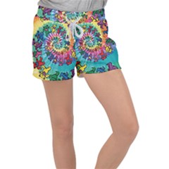 Tie Dye Grateful Dead Bears Women s Velour Lounge Shorts by Perong