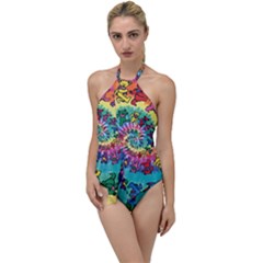 Tie Dye Grateful Dead Bears Go With The Flow One Piece Swimsuit by Perong