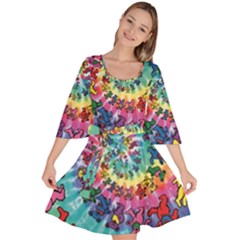 Tie Dye Grateful Dead Bears Velour Kimono Dress by Perong