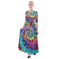 Tie Dye Grateful Dead Bears Half Sleeves Maxi Dress by Perong