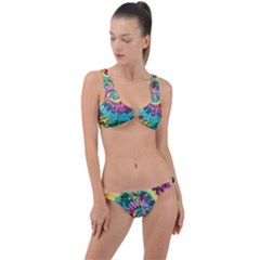 Tie Dye Grateful Dead Bears Ring Detail Crop Bikini Set by Perong