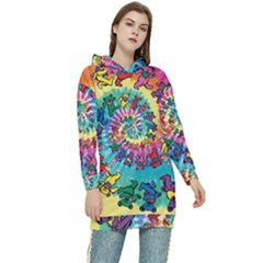 Tie Dye Grateful Dead Bears Women s Long Oversized Pullover Hoodie