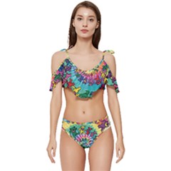 Tie Dye Grateful Dead Bears Ruffle Edge Tie Up Bikini Set	 by Perong