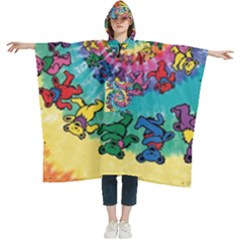 Tie Dye Grateful Dead Bears Women s Hooded Rain Ponchos by Perong